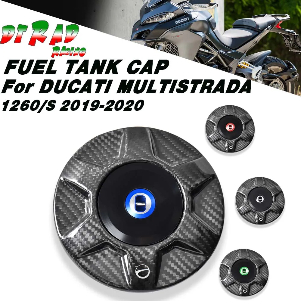 Carbon Fiber Anti-Theft Key Locking Fuel Tank Cap For DUCATI MULTISTRADA 1260/S 2018-2020 Twill Motorcycle Plug Gasoline cover