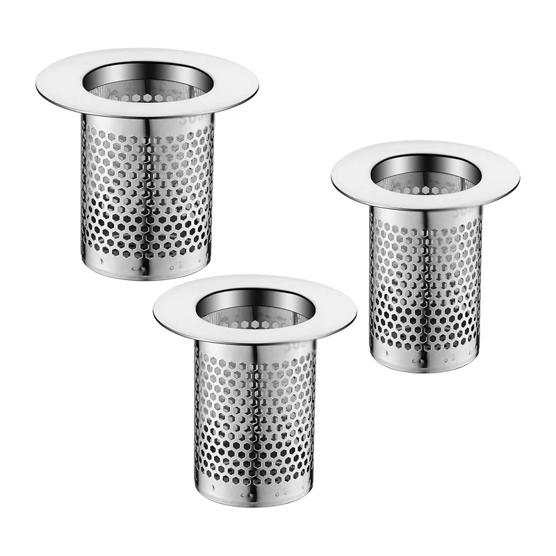 

3Pcs Stainless Steel Floor Drain Filter Hair Catcher Shower Sink Strainer 3Size Shower Drain Strainer Kitchen Bathroom Strainer