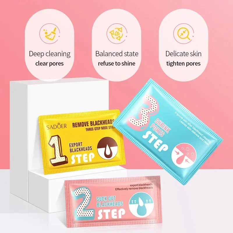 3 Steps Kit Blackhead Remover Nose Patch Shrink Pores Deep Cleaning Nose Masks T Area Care Shrink Pore Moisturizing Face Care