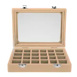 Wooden Velvet Jewelry Necklace Ring Storage Box Case Organizer Gift Jewelry box 24 Sections Large Capacity Jewelry Showcase Case