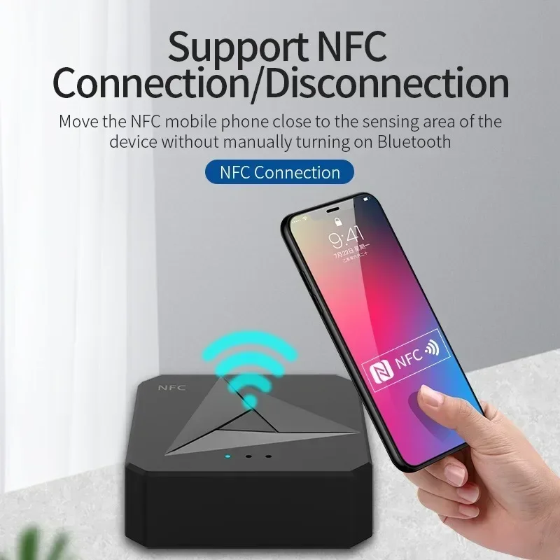 

2 in 1 Bluetooth Transmitter NFC Desktop Bluetooth Receiver 3.5AUX Car Speaker Receiver RCA Audio Receiver