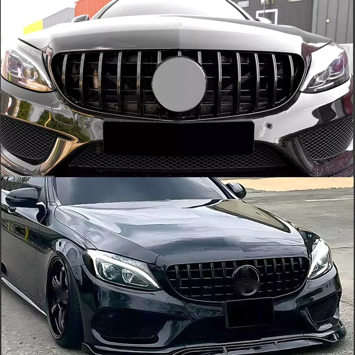 

FOR Mercedes Benz C CLASS W205 Gloss Black Car Grille C180 C200 C300 2015 2016 2017 2018 PANAMERICANA GT STYLE FRONT GRILLE