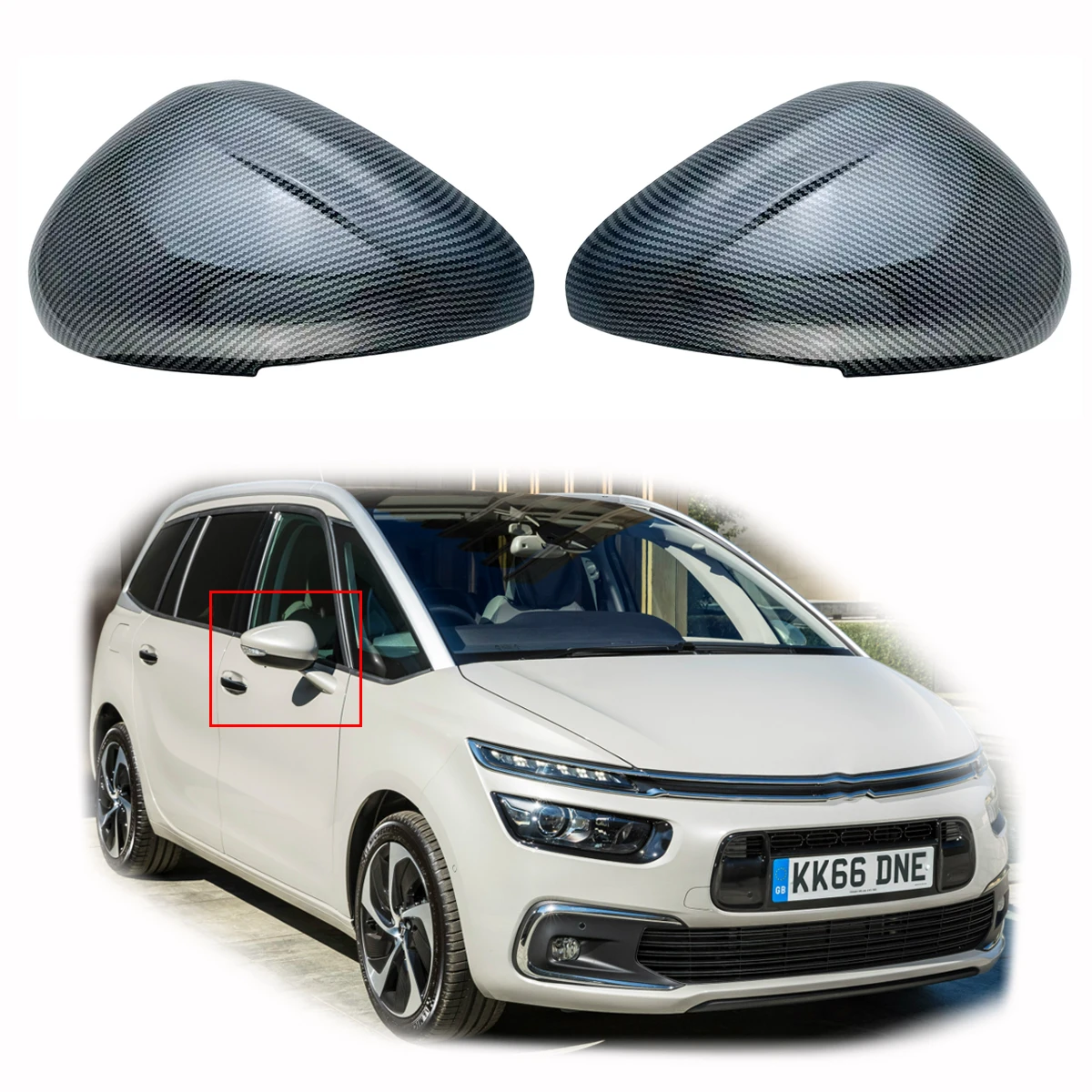 Carbon Rearview Car Accessories Plated Door Mirror Cover Trim Paste Style For For Citroen C4 Picasso 2013 2014 2015 2016 2018