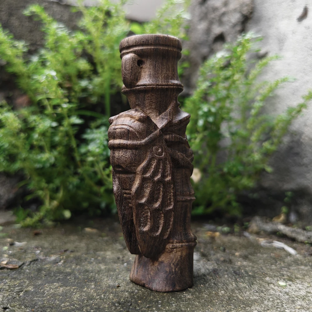 3-Inch Hand-Carved Wooden Cicada Ornament, Chinese Style, Traditional Style, Suitable for Indoor Decorations, Home Decor, Living Room, Centerpiece, Back-To-School Season Gift, New Year Gift, Study Room
