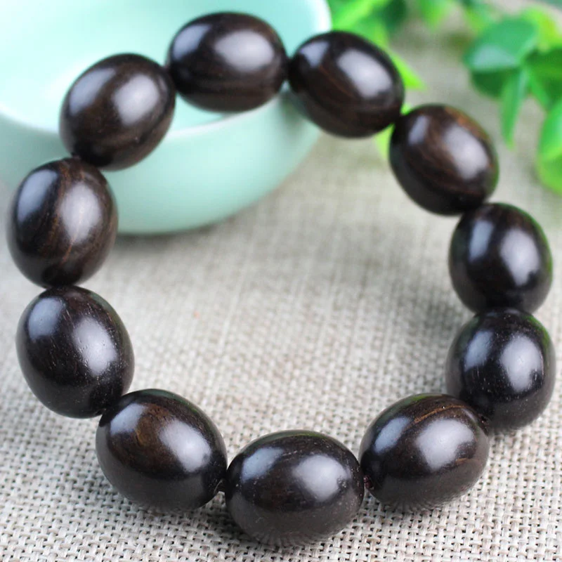 Natural Ebony Bracelet Date Black and Yellow Sandalwood Material Purple Sandalwood Bracelet Ebony Material Agaric Male Lovers