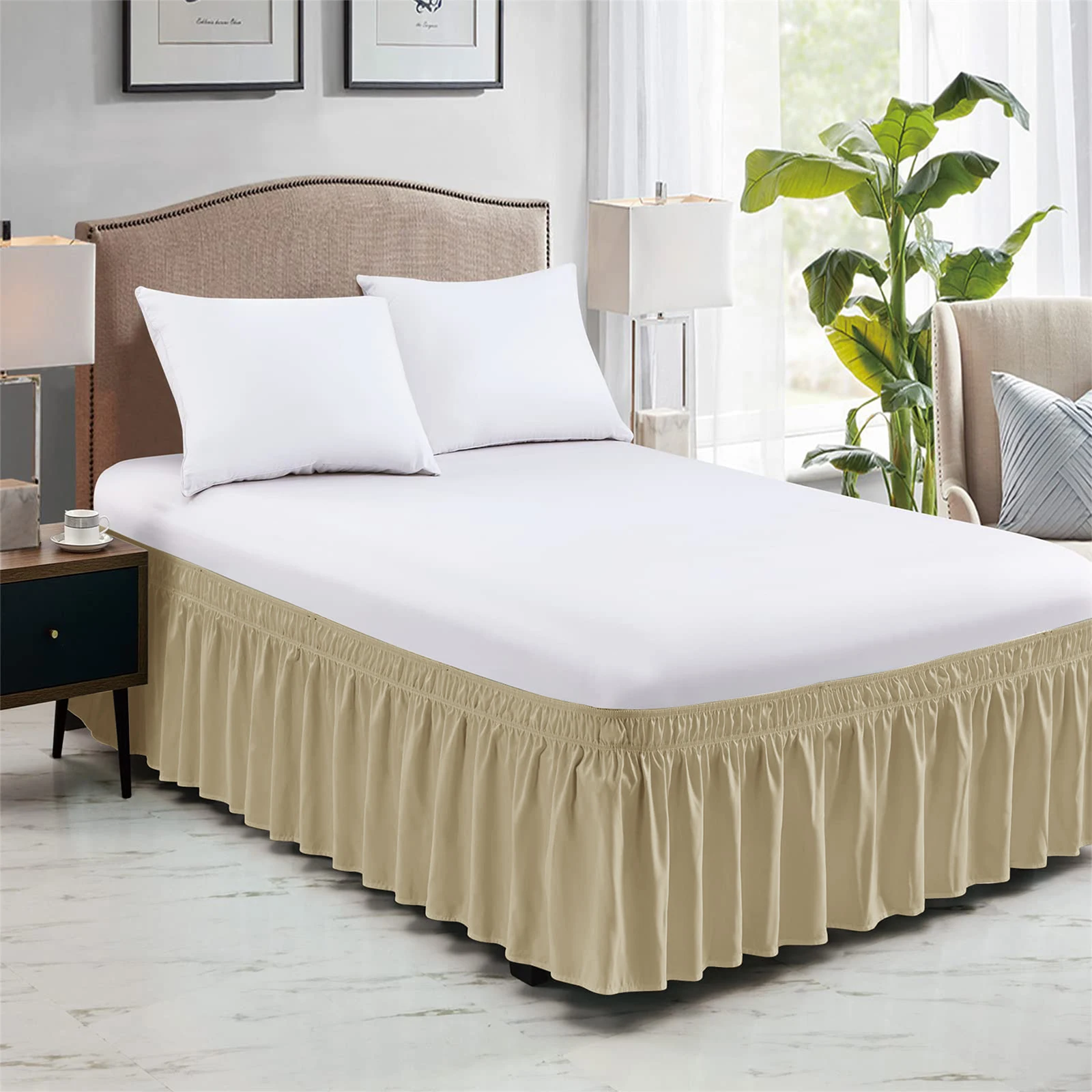 Weicher Bettrock mit Elastischer Einstellung, Knitterfreier Bettumfang aus Gebürsteter Polyester-Mikrofaser, Einfach Anzubringender Bett-Staubschutz – Detail 11