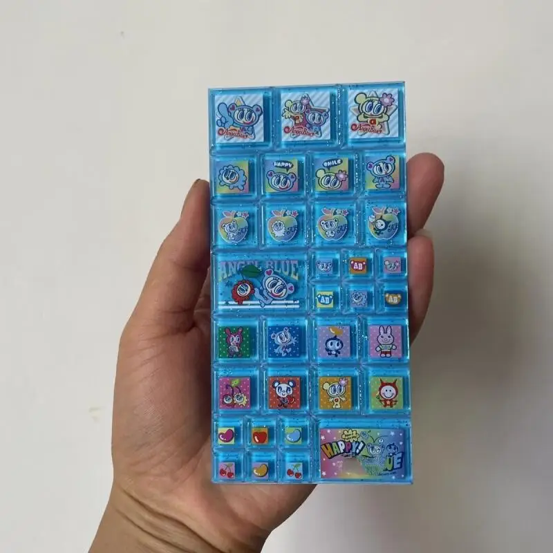 جديد Kawaii ديزني الملاك مربع الطوب ملصق الأزرق والوردي غرامة تألق ملصقات سماعة الهاتف حالة DIY الديكور الإبداعي #6