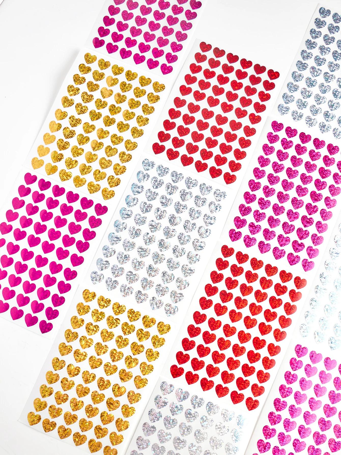 10 Blatt kleine Herz-Aufkleber, glitzernde, glänzende Valentinstag-Aufkleber in Rotgold und Silber für Kinder, Klassenzimmer-Belohnung, Umschläge, DIY-Dekoration – Detail 5