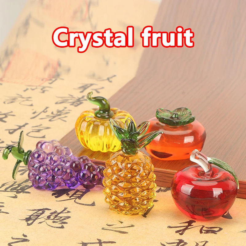 Crystal Fruit Decor - Peach, Grape, Apple, And Persimmon Ornaments For Bedroom, Living Room, And Office Gift