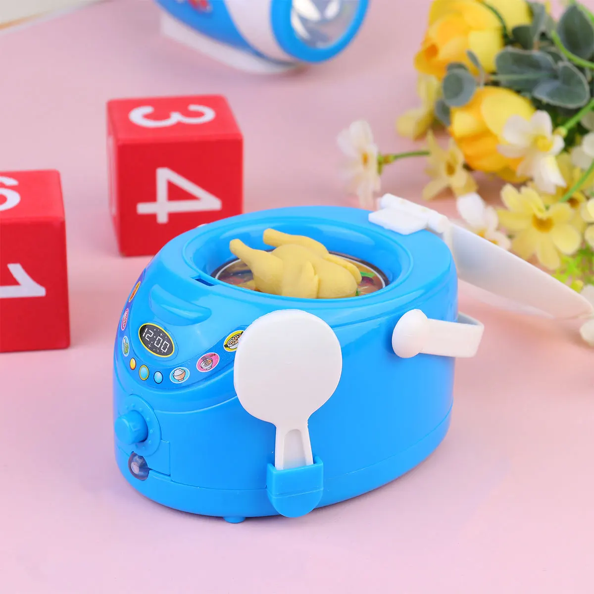 جهاز محاكاة لطباخ الأرز الأزرق الصغير للأطفال، الأجهزة المنزلية، لعب الأنشطة التعليمية للأطفال الصغار الأولاد والبنات