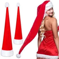 Super Long Santa Hat for Adult, Women Men Red Christmas Hats Unisex Supplies Fluffy Plush Velvet Long Xmas Holiday Party Hats