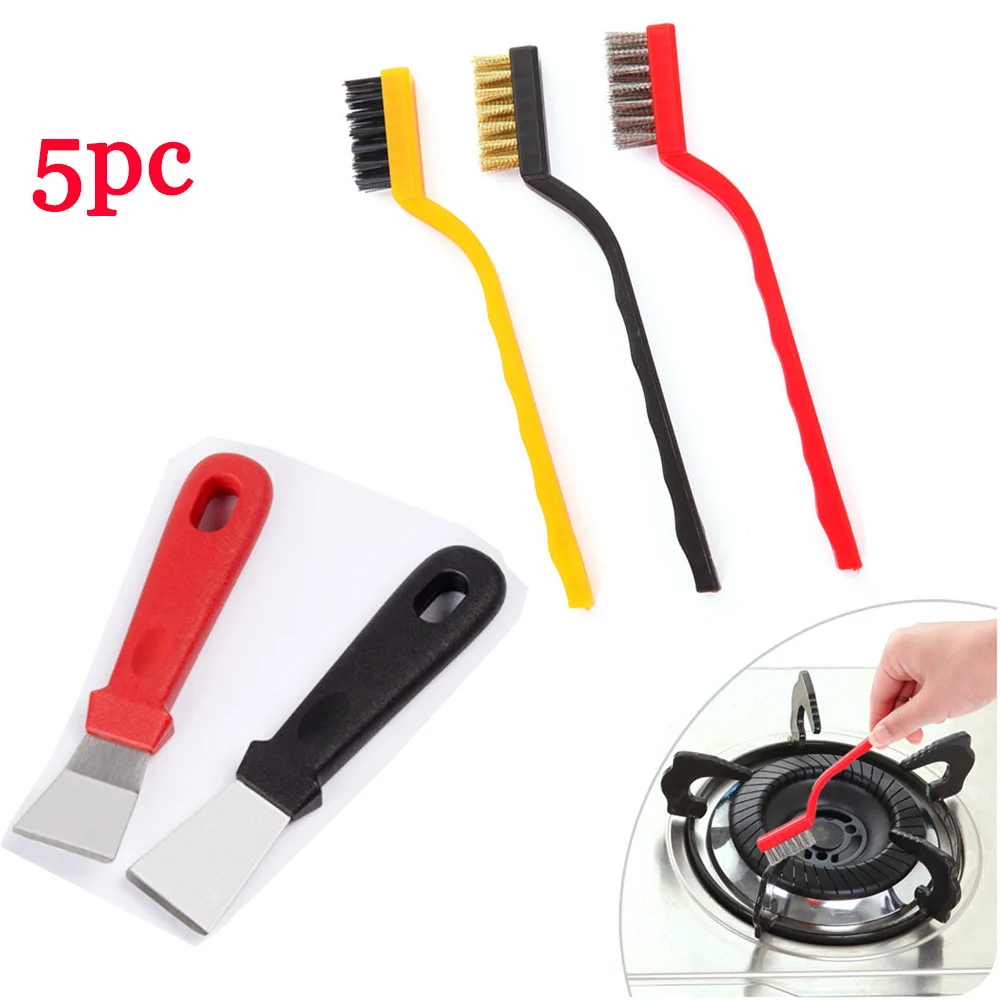 

5pcs/set Creative Gas Stove Cleaning Wire Brush Kitchen Tools Metal Fiber Brush Strong Decontamination In-Depth Small Gaps Clean