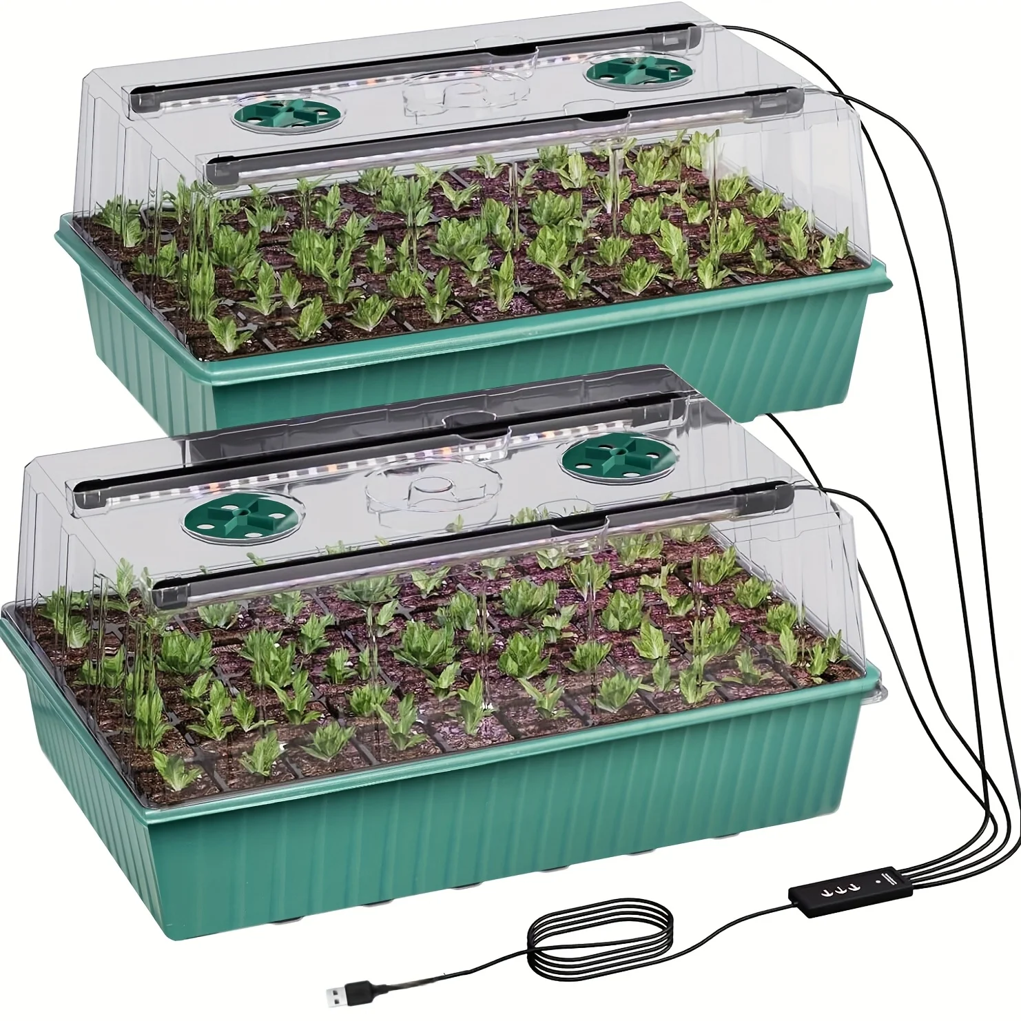 vassoi-per-semina-con-sistema-di-autoirrigazione-confezione-da-2-colore-verde-con-luci-per-la-crescita-e-cupola-umidificante-automatica-timer-programmabile-su-3-6-12-ore-5-livelli-di-luminosita