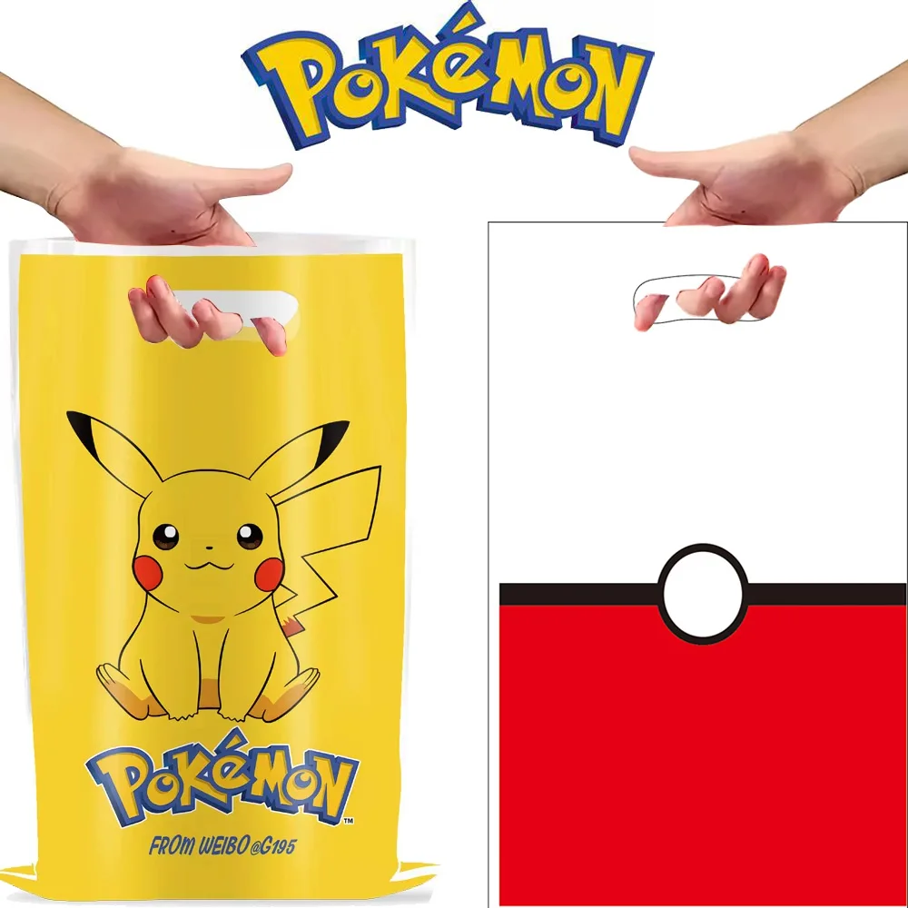 10/50 قطعة أكياس هدايا البوكيمون زينة عيد الميلاد Pokeball الحلوى شغل أكياس الضيوف التذكارية الأطفال لوازم استحمام الطفل