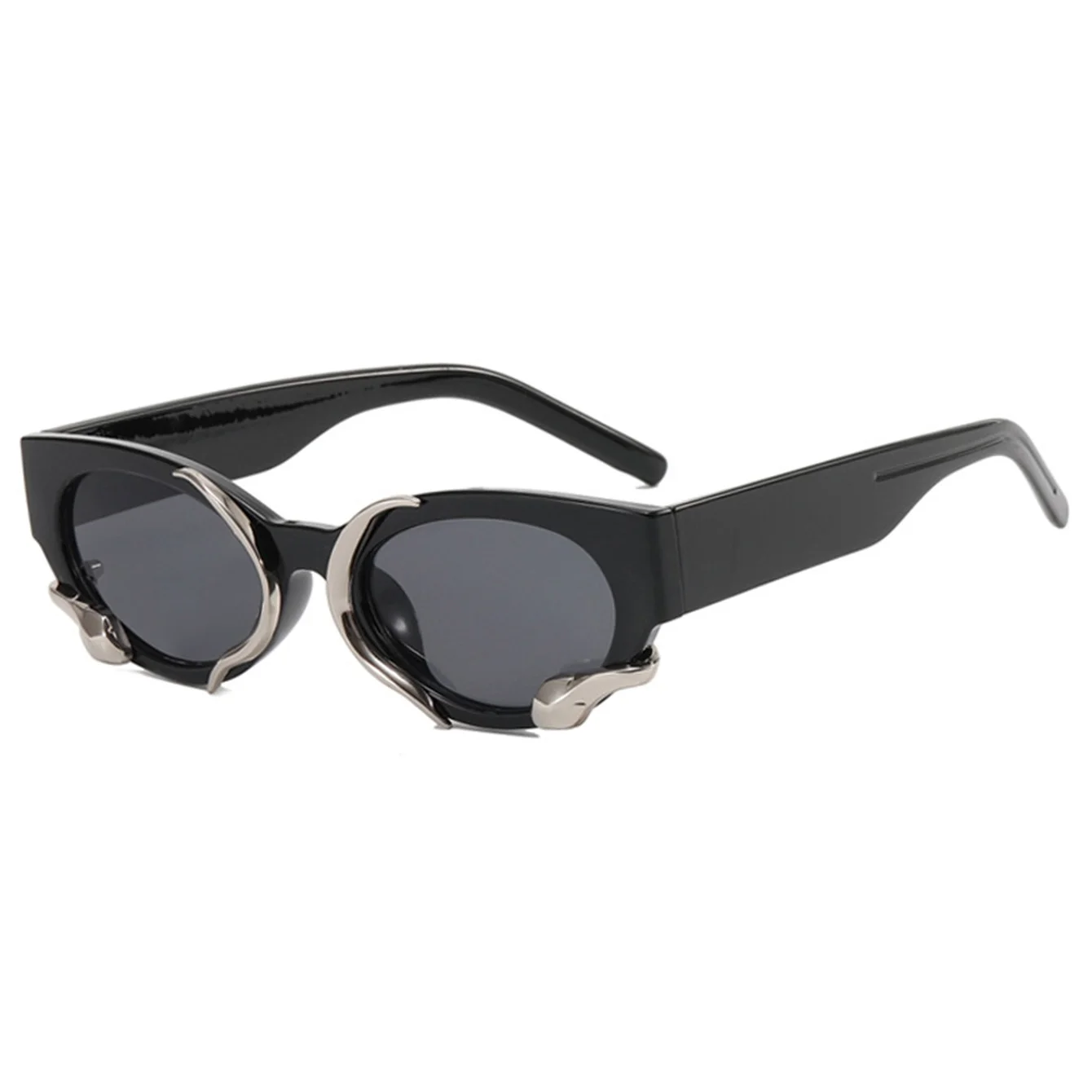 1Pc Women's Sunglasses, New Oval Frame, Three-Dimensional Snake-Eye Design, Trendy and Cool, Perfect for Street Style, Sun Prote