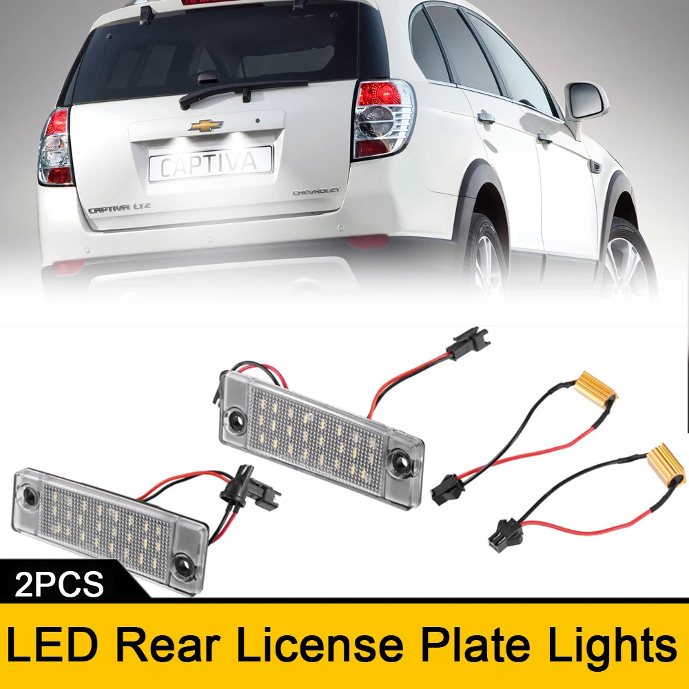 2x 6000K Canbus LED Rear License Number Plate Lights for Chevrolet Captiva 2006-2013 Opel Antara 2006-2017