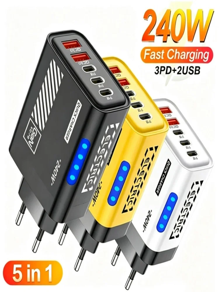 Ładowarka USB C PD z 5 portami, szybkie ładowanie 3.0, adapter do szybkiego ładowania telefonów iPhone 16 15 Samsung Xiaomi Huawei — 2
