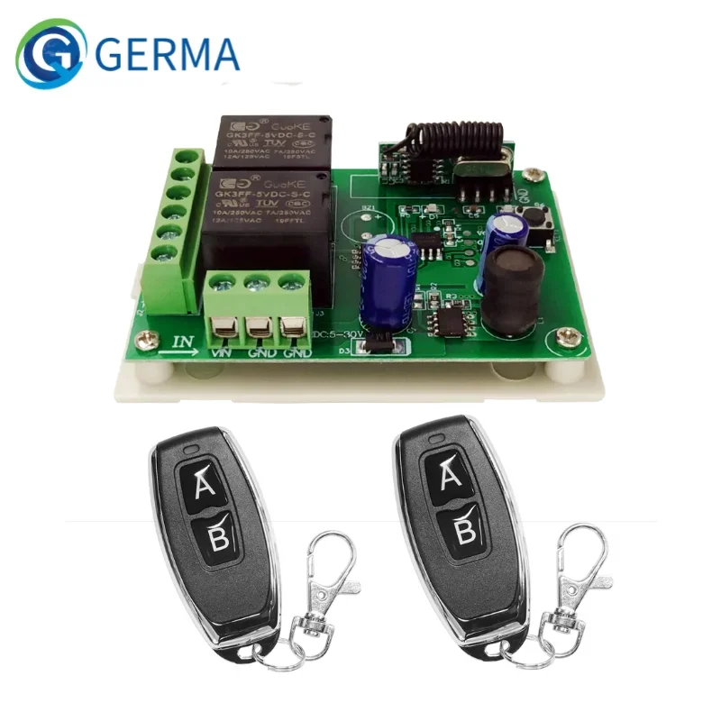 

GERMA DC 5-30V 2CH Switch With Remote Control Relay Module Universal 24V 2 delay 433MHz Remote control Switch Relay Receiver