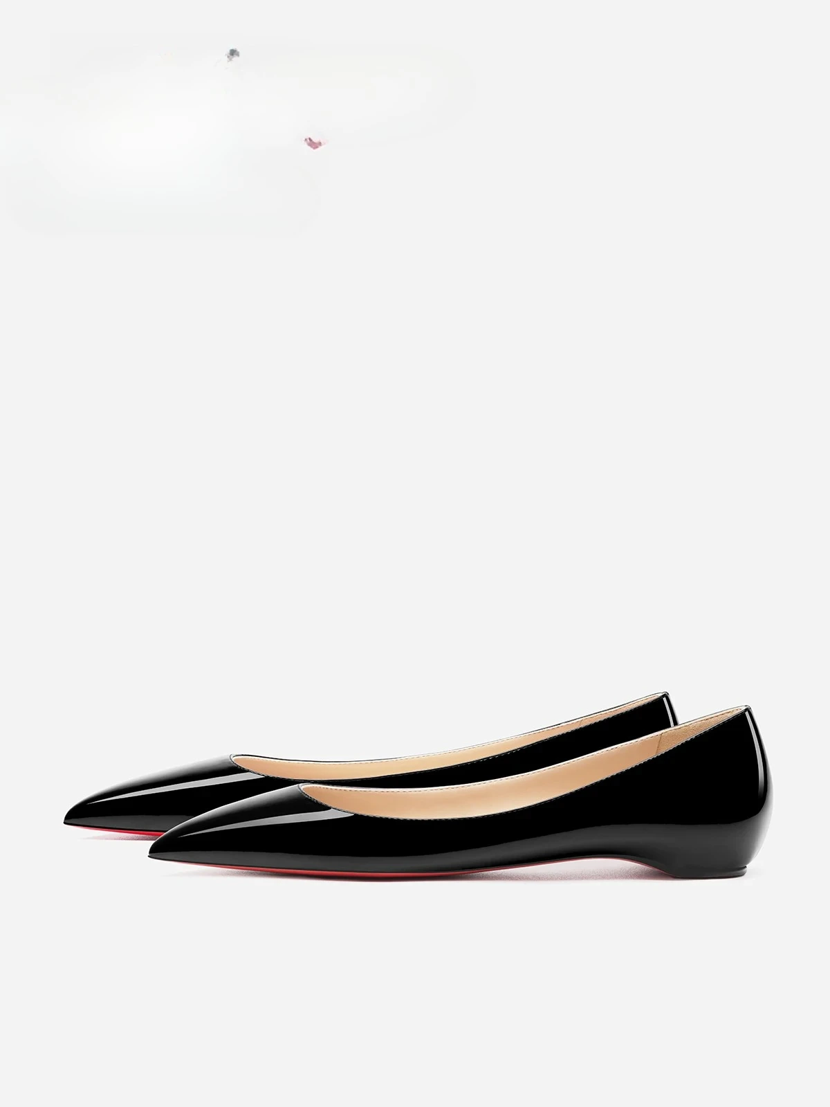 2026 New Style Pointed Bare Color Flat Shoes Single Shoes Women's Patent Leather Increased Height Inside Shallow Mouth, Low Heel