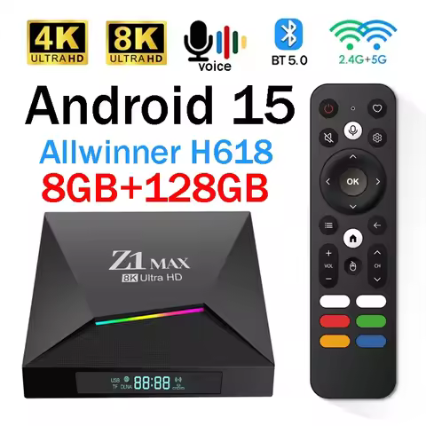 Z1 Max TV Box Android 15 iptv Allwinner H618 Quad Core 4G 5G Dual WiFi HD 8K 4K Media Player BT 5.0 Support Voice remote TV Box
