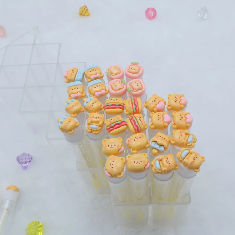 使い捨て漫画風黄色のクマ柄マスカラブラシ10本（チューブ付き）、クリスタルまつげブラシ（メイク用）