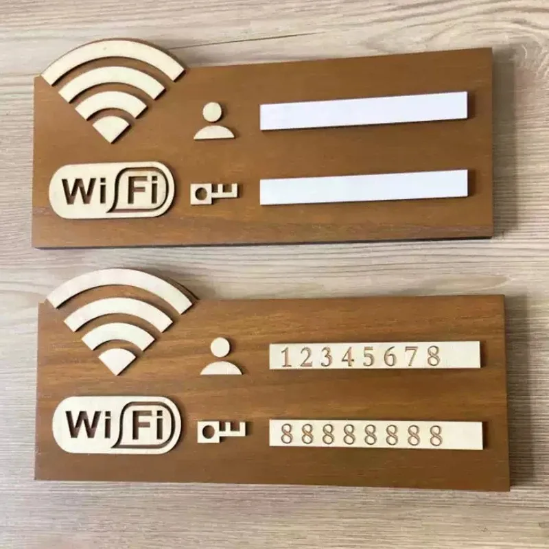 WIFI Sign Wooden Wall Stickers With Marker Pen Rewritable Handwriting Account And Password Reusable For Public Shoping Signage