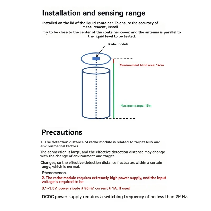 LD8001 79G Millimetre Wave Liquid Level Detection Sensor Radar Module Non-Contact High-Precision Ranging 15M LD8001