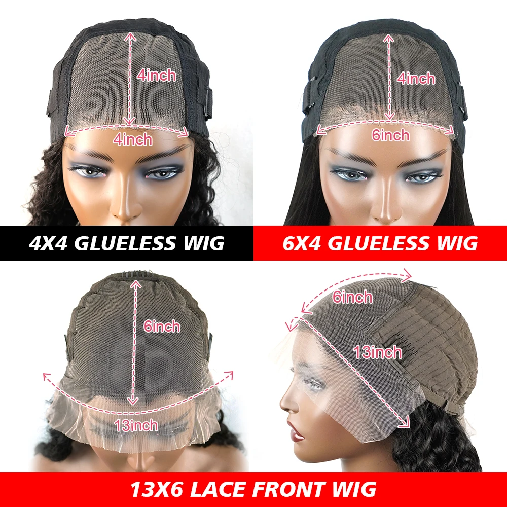 Pre Cut Deep Wave Glueless Wig Human Hair Ready To Wear Preplucked Curly Human Hair Wigs For Women 13x6 HD Lace Frontal Wig 250% image 6
