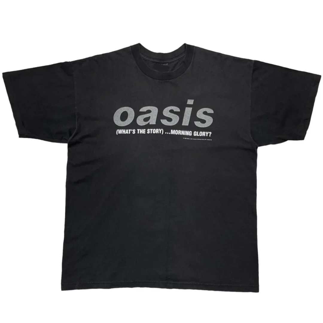 

Мужская футболка с рисунком альбома Oasis, мужская футболка с принтом в стиле ретро-рок-группы, повседневная удобная футболка для любителей музыки, черная уличная футболка