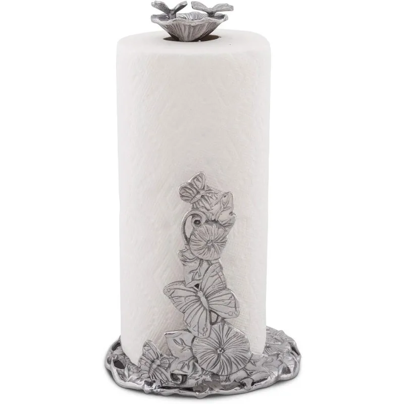

Court Aluminum Butterfly Garden Decorative Paper Towel Holder Metal Countertop 13 Inch Standing Tall - Freestanding Weigh