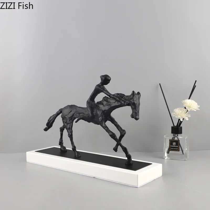 Black Horseman Abstract Figures Statue Desk Decoration Ornaments Modern Crafts Character Sculpture Room Aesthetics Decor