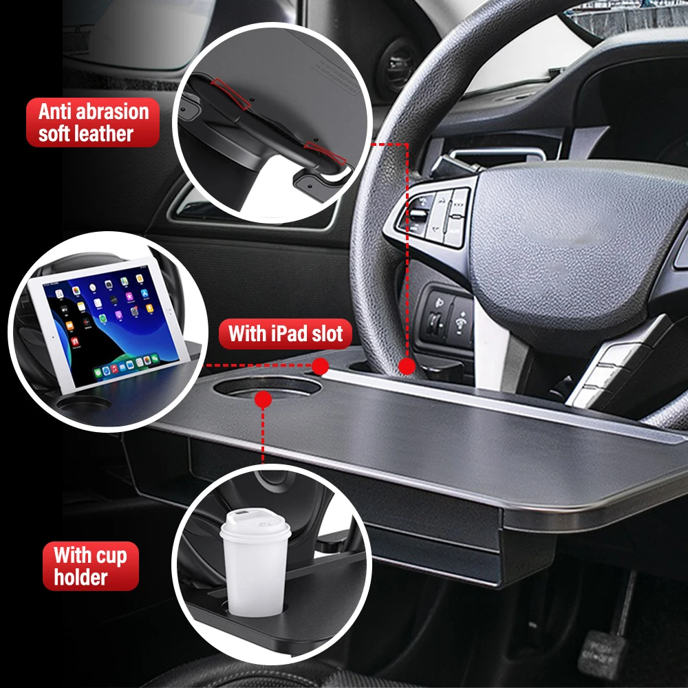 Bandeja multiusos para coche, soporte de montaje para almohadilla de escritorio de ordenador portátil, volante de trabajo para comer, mesa de comedor, tablero, organizador de relleno de huecos de asiento