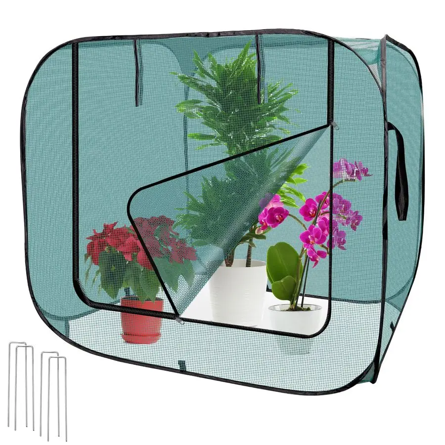 

Popup Gardening Net Cover,47 x 47 x 43in Pest Guard Cover,Mesh Plant Cover with 4 Stakes,Plant Gardening Net for Vegetables Frui