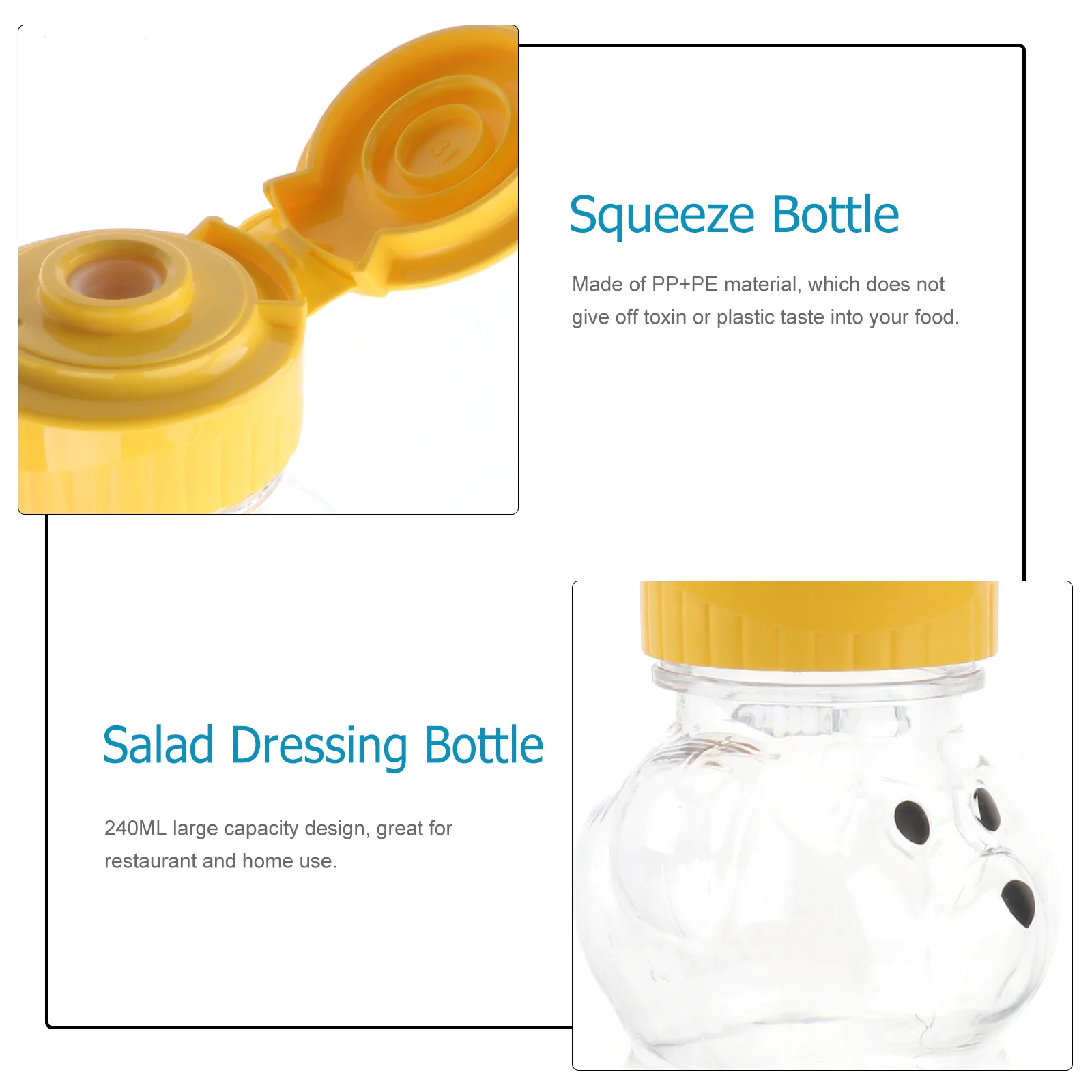 12pcs 240ml Plastic Squeeze Condiment Bottles Bear Shape Honey Sauce Mustard Jam Dispenser