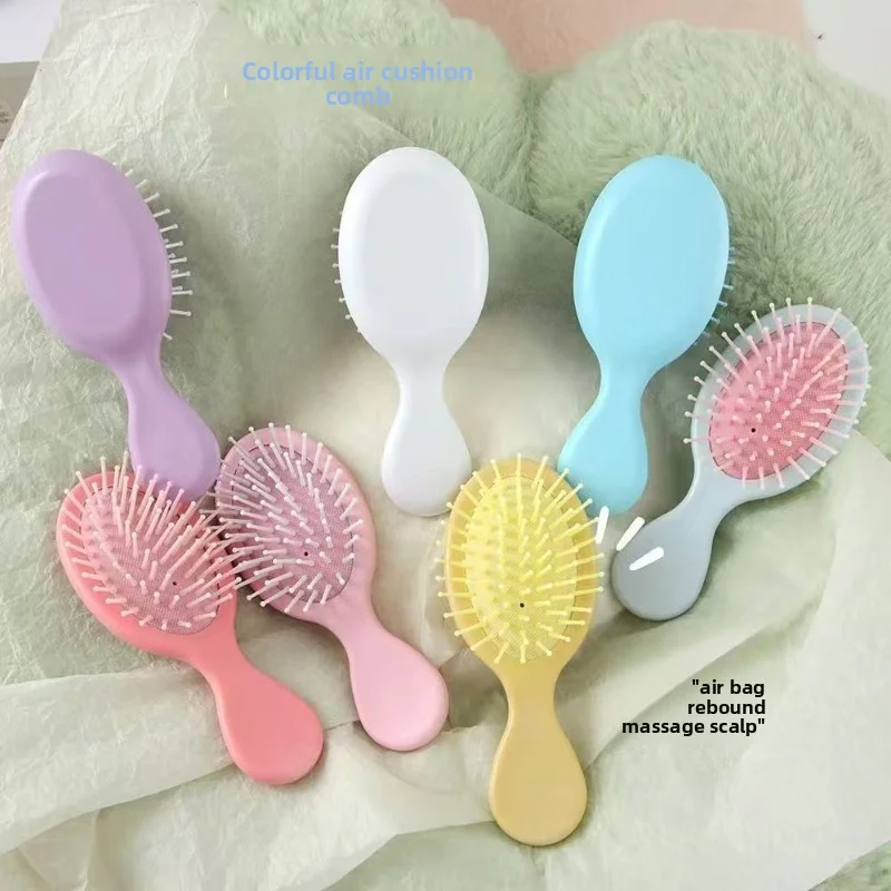 미니 마카롱 에어 쿠션 헤어 브러시 컴팩트 휴대용 여행 친화적 마사지 빗 가정용 살롱 스타일링