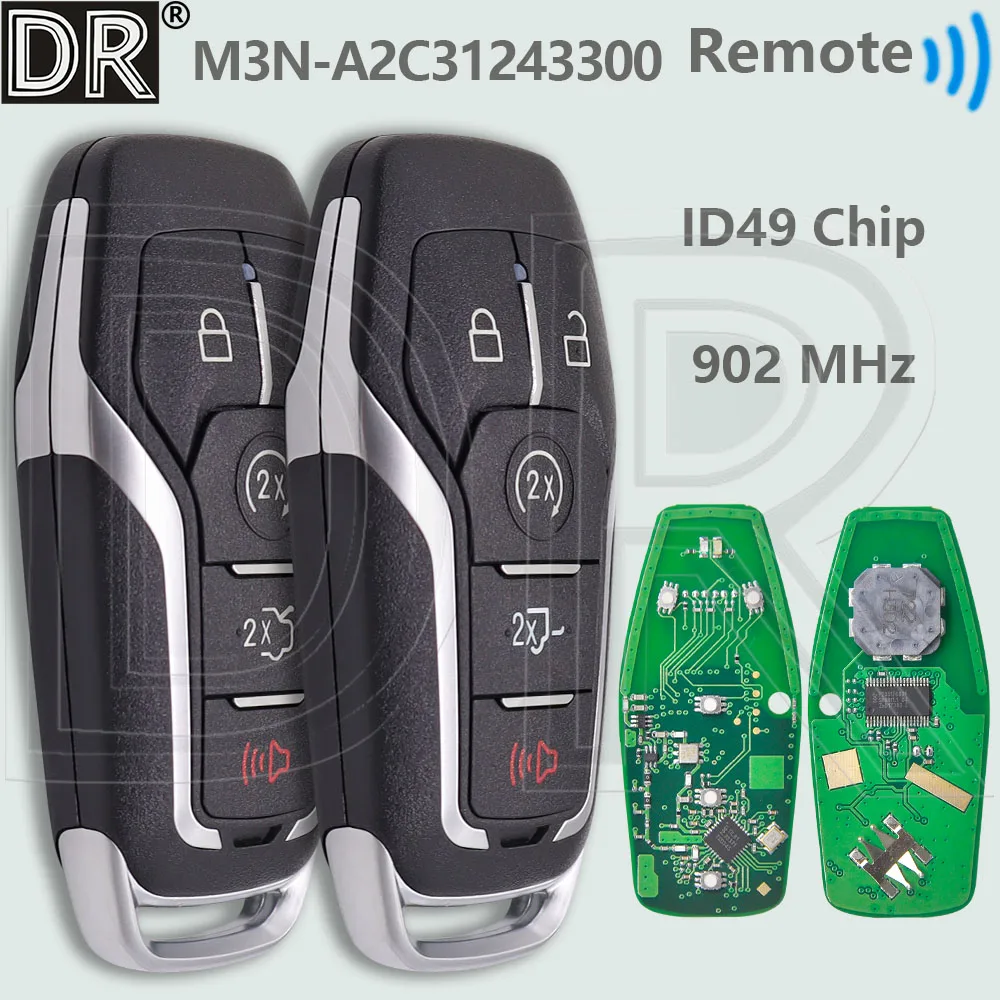 

DR M3N-A2C 31243300 7812A-A2C 31243300 902 МГц ID49 чип бесконтактный автомобильный дистанционный ключ для Ford Explorer Mustang Edge Fusion 2013-2017