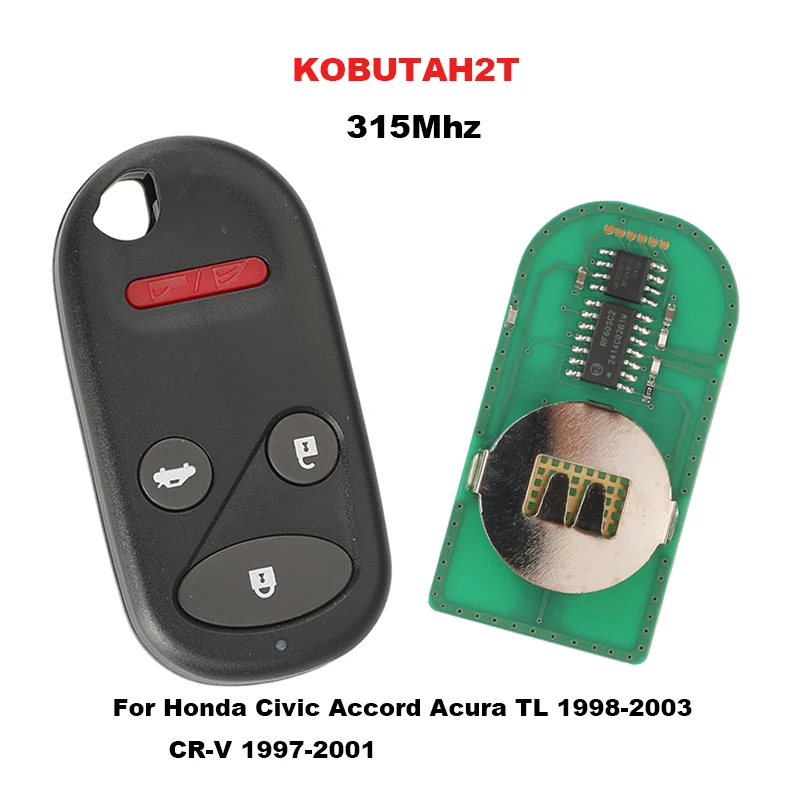 jingyuqin KOBUTAH2T Remote Control Car Key 315MHz For Honda Civic 2001-2005 Accord Acura TL 1998-2003 CR-V 1997-2001