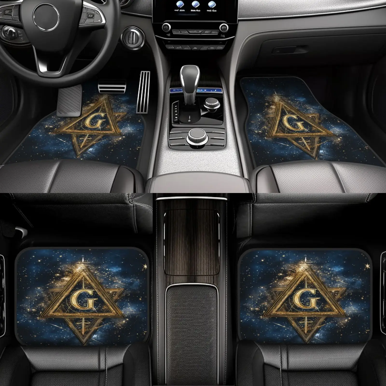 4pcs; Galaxy Logo Printed Car Mat - Universal '17.3X27"X2pcs / 13.4X17.3"X2pcs Designed For Protection Suitable For All Sedan An