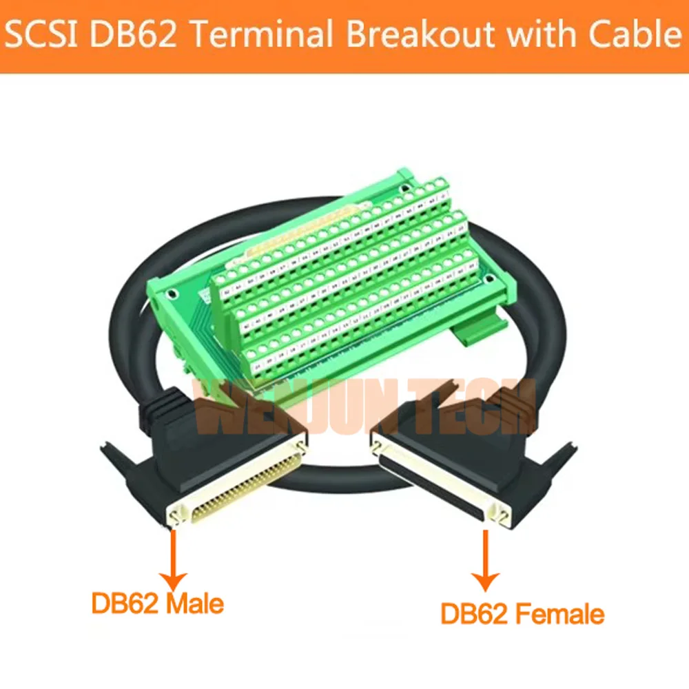 SCSI DB62 Male Female Terminals Adapter Board with Data Cable 0.5M/1M/2M/3M/5M SCSI 62pin Relay Servo module terminal board