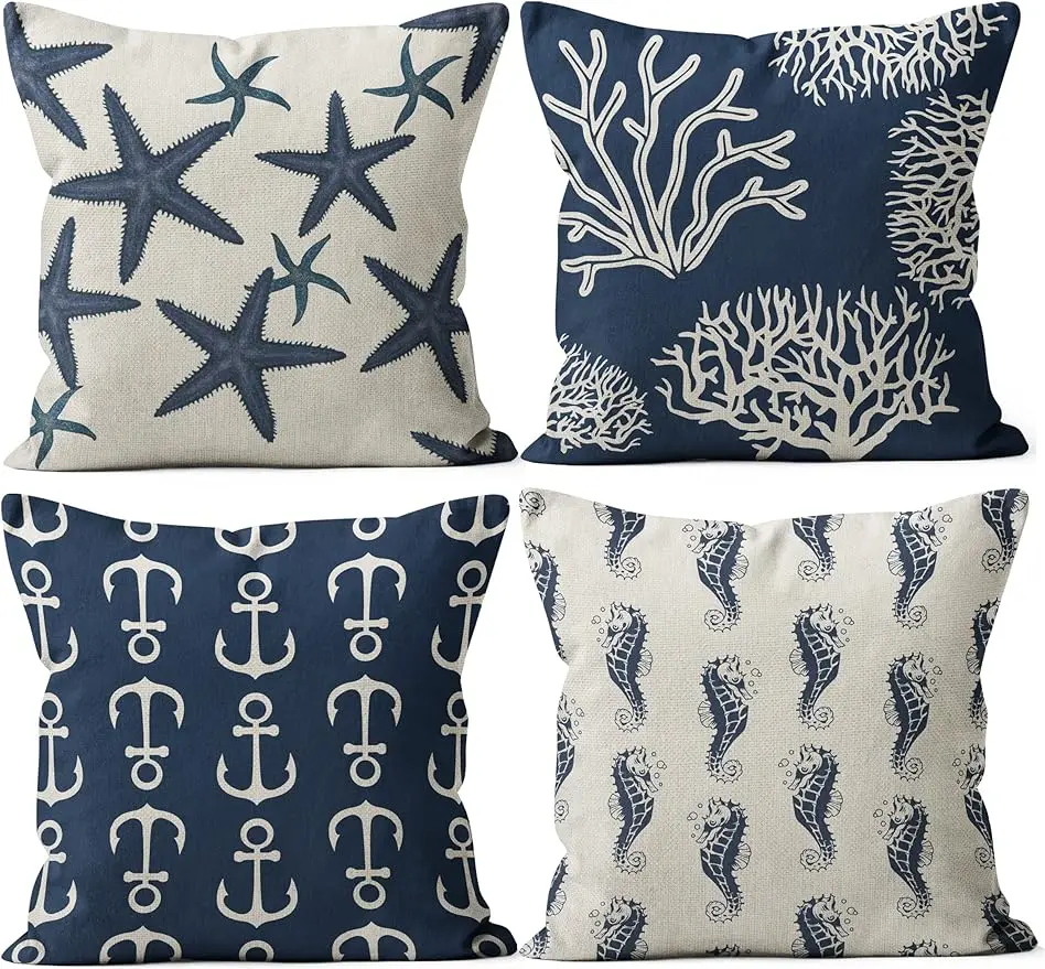 

Marine themed throw pillow covers, home décor, cushion covers, sofa bed pillowcases cushion cover 45x45