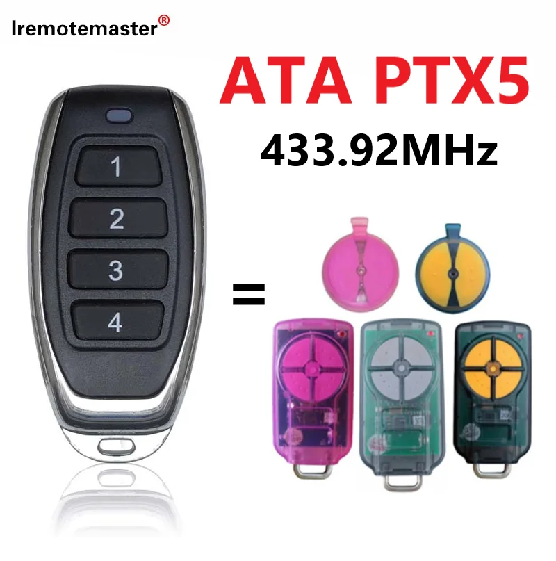 جهاز تحكم عن بعد بباب المرآب ، الأحدث ، ATA ، PTX 5 ، TrioCode ، متوافق مع ، GDO ، 11V ، 1 ، 6V ، 3 ، 6V ، 4 ، 7V ، 3 ، 8V ، 3 ، 9V ، 3 ، 9V ،