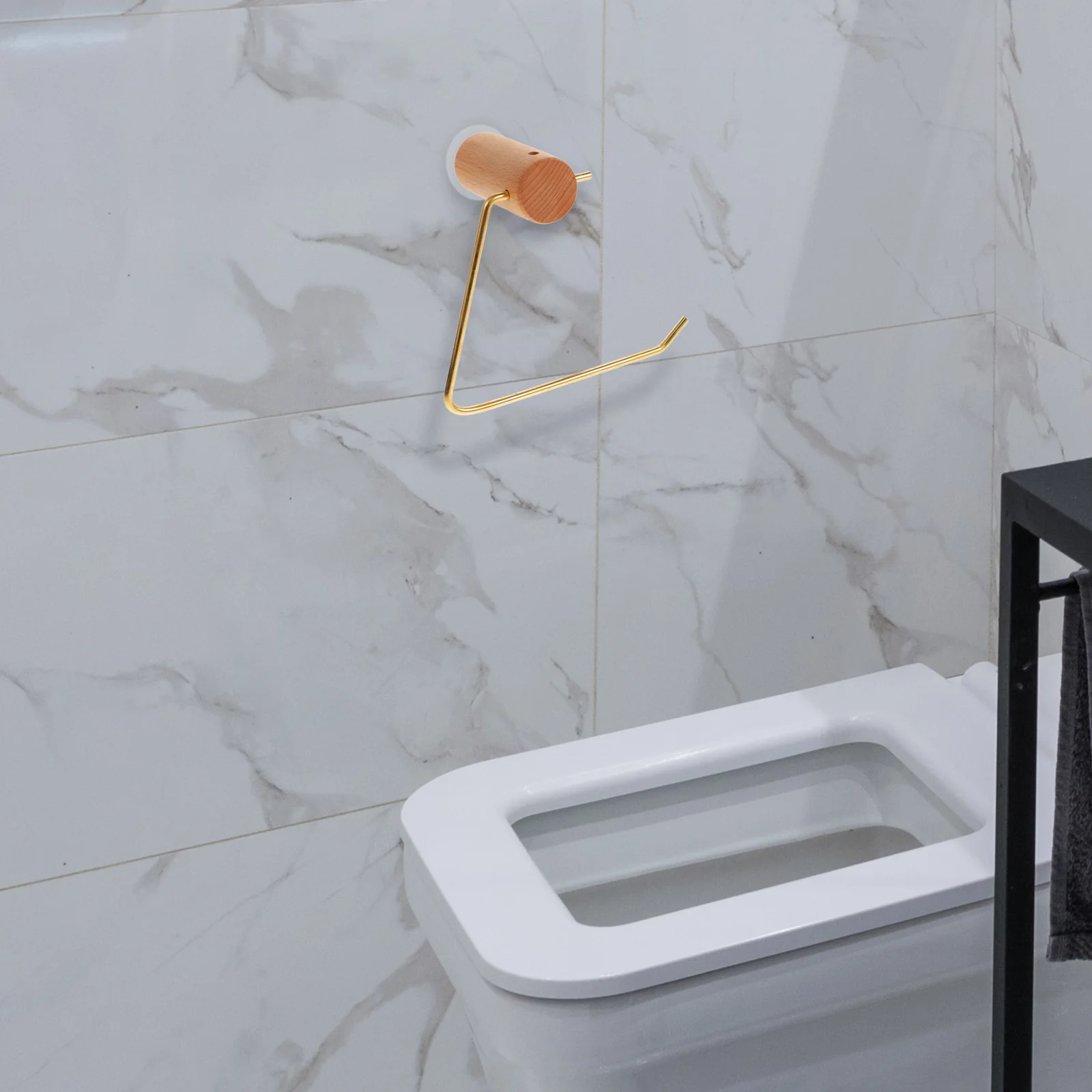 

Solid Wood Toilet Paper Holder Roll Stand Beech Wall Mounted Bathroom Accessories Wooden Tissue Rack