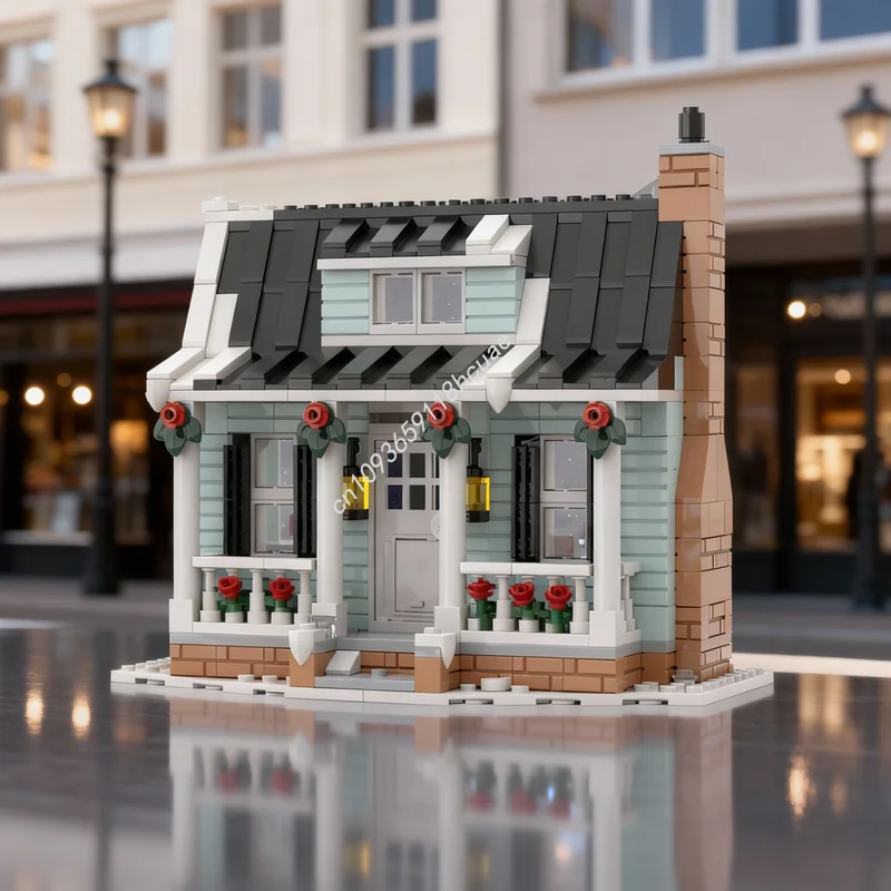 463-teiliger MOC Saisonaler Weihnachts-Winterbungalow 1 Modellbausatz Architektur-Spielzeug Weihnachtsgeschenk Bildungs-Bausteine Idee