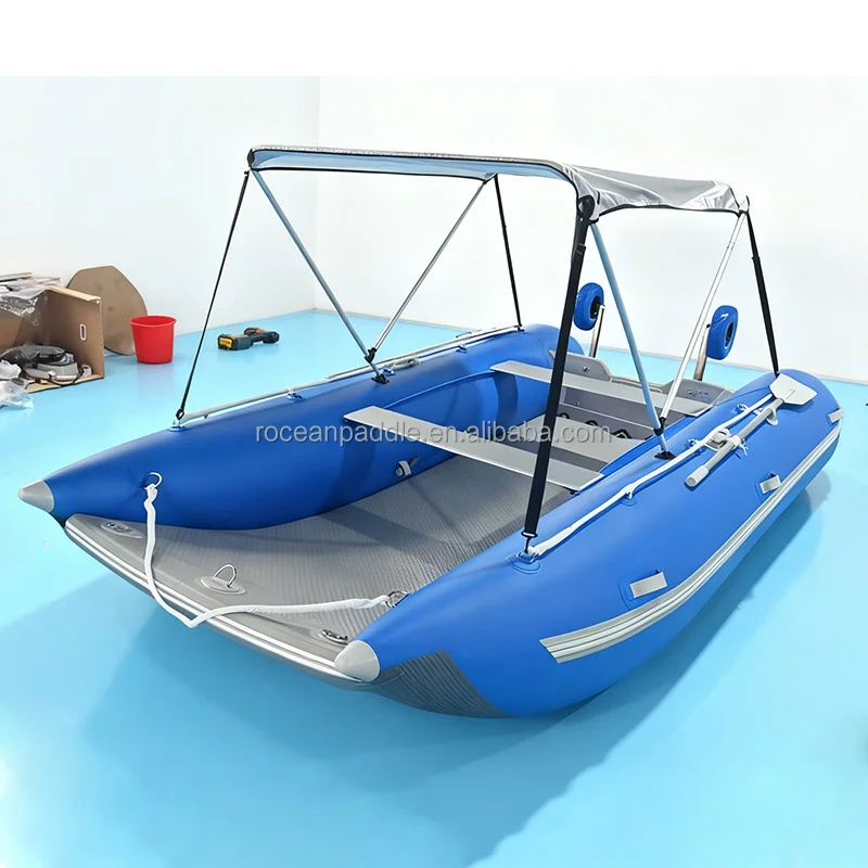 Hot Sale 11ft 12ft 13ft Inflatable Catamaran Inflatable Boat Inflatable Dinghy Mini Cat Boat In Red Or Grey