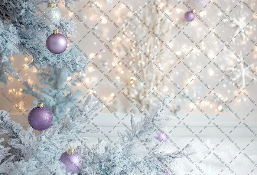 Mehofond التصوير خلفية عيد الميلاد الشتاء الغابات الثلوج بريق شجرة الصنوبر الاطفال الأسرة صورة ديكور خلفية استوديو الصور