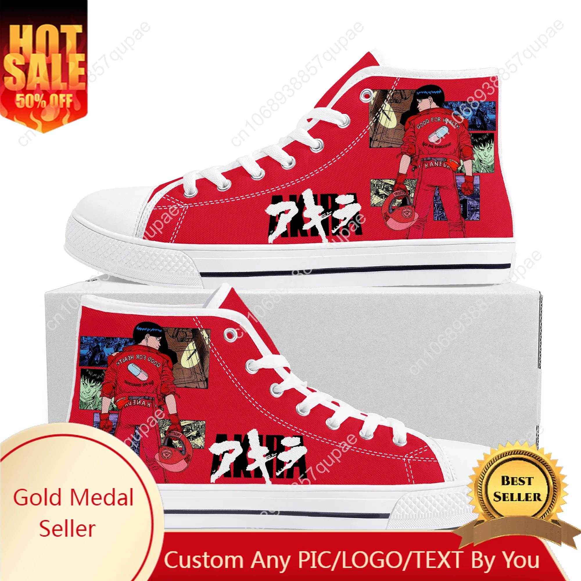 Akira Cartoon Anime High Top High Quality Sneakers Mens Womens Teenager Canvas Sneaker Custom Made Shoes Customize DIY Shoe