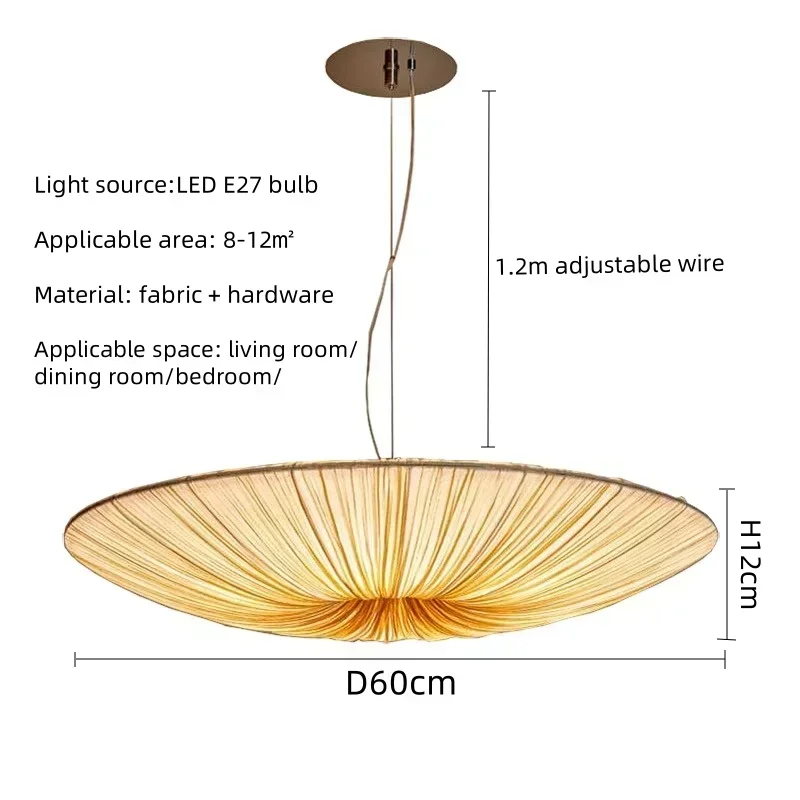 Wabi-sabi Minimal Flower Cloth LED Pendant Light Dinning Living Room Bedroom Cafe Lobby Chandelier Home Decor Lamp Design Lustre