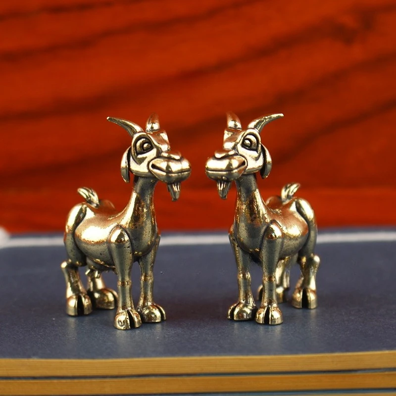 

Vintage Brass Goat Statue - Intricate Retro Animal Sculpture Tea Pet for Home & Office Decor, Ideal for Collectors, Living Room
