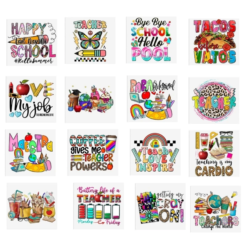 5pcs UV DTF Transfer Printing Stickers School Season Glass Cup Sticker Stationery DIY Stickers for Kids Girls Crafts