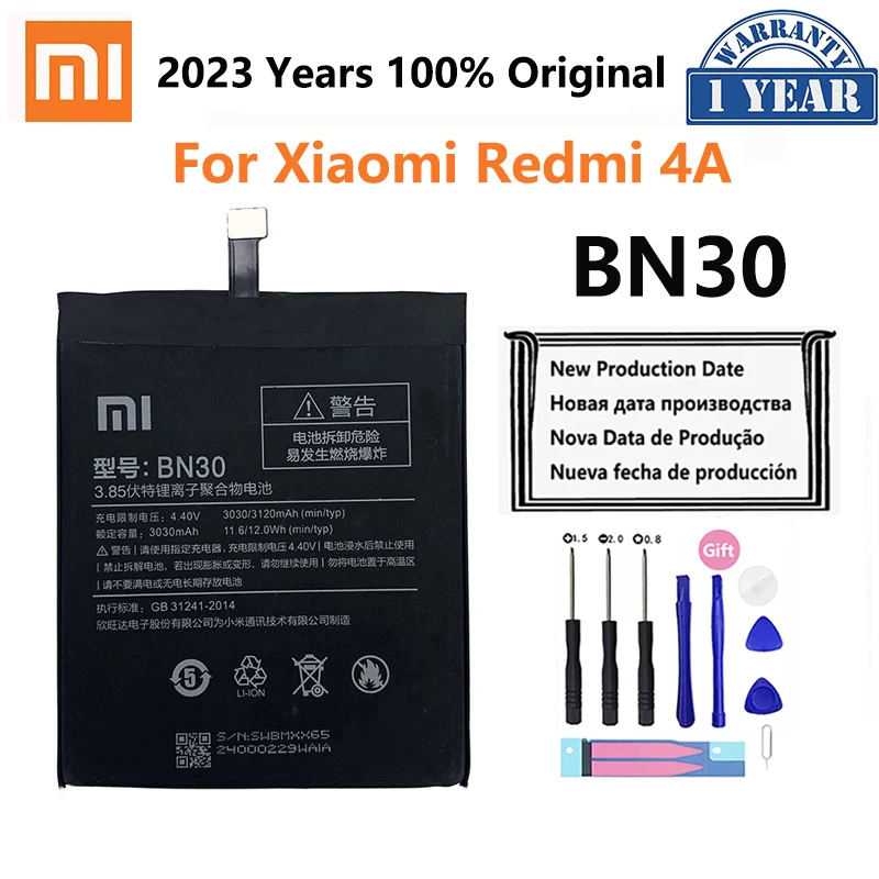 

Xiao Mi Original Phone Battery BN30 For Xiaomi Redmi 4A Mi4A M4A High Quality 3120mAh Phone Replacement Batteries